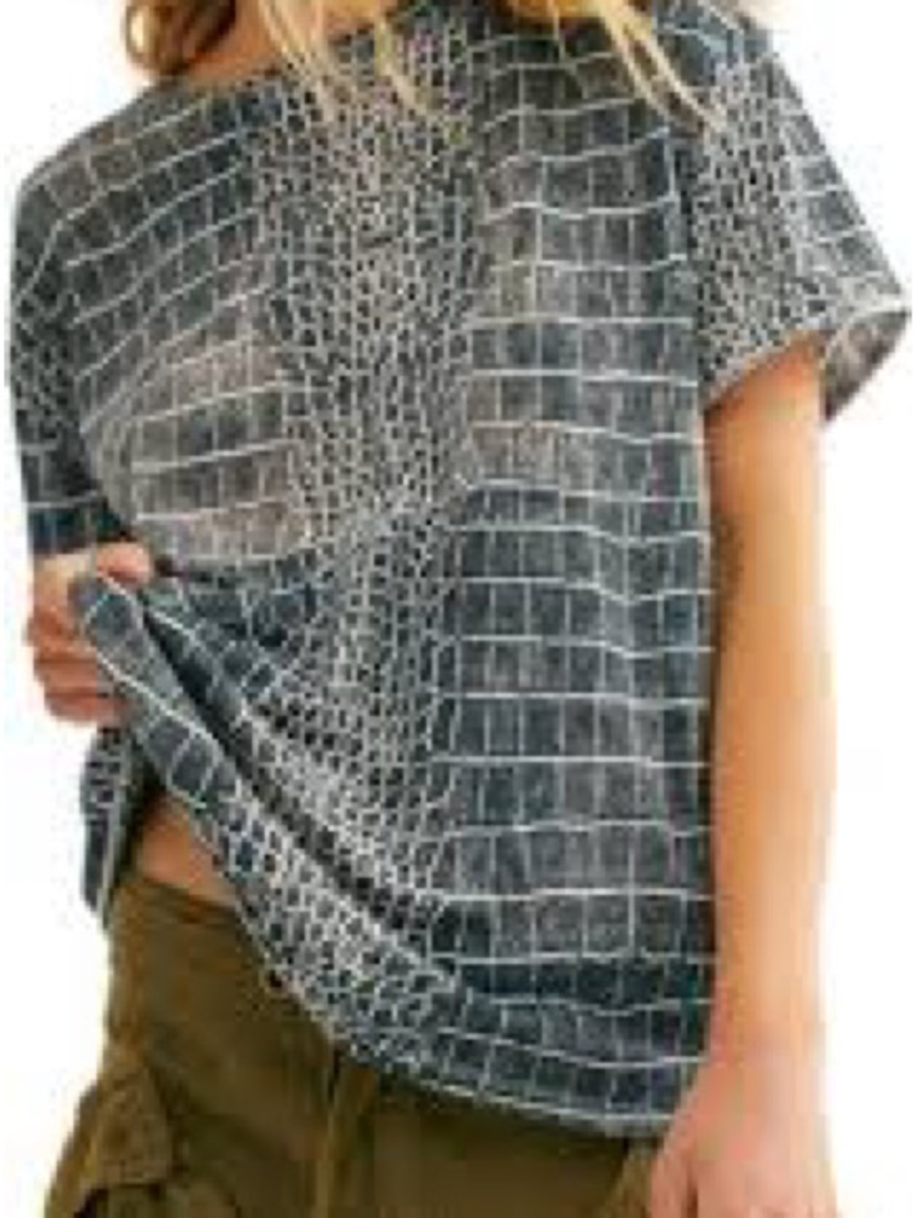 Free People Gray Snake print Short Sleeve Tee
